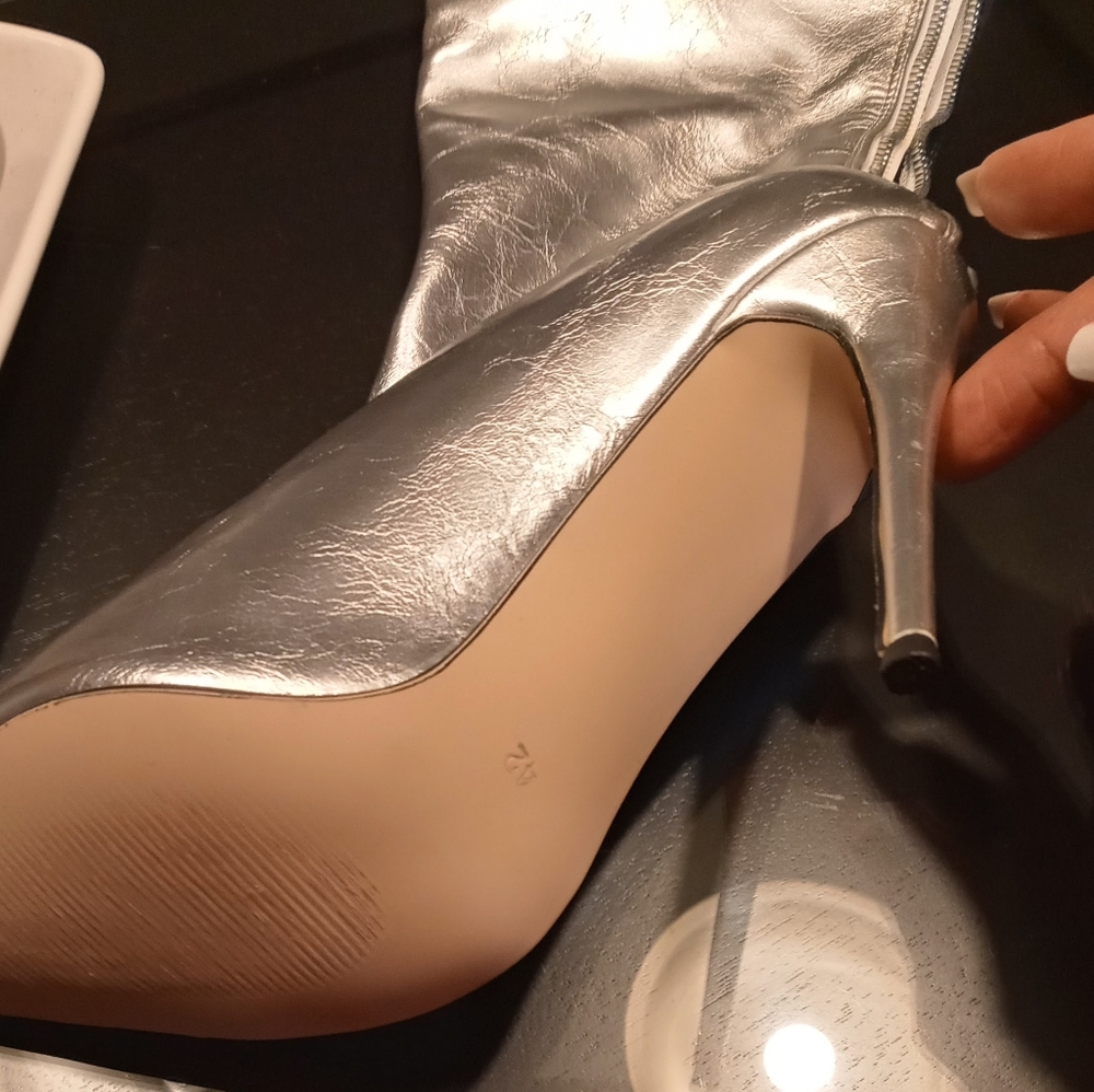 Silver High Heel Women's Thigh High Boots